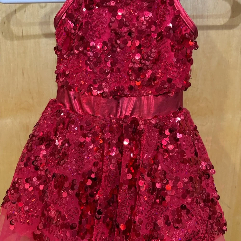 Weissman Radiant Red Sequin Kids Dance Costume